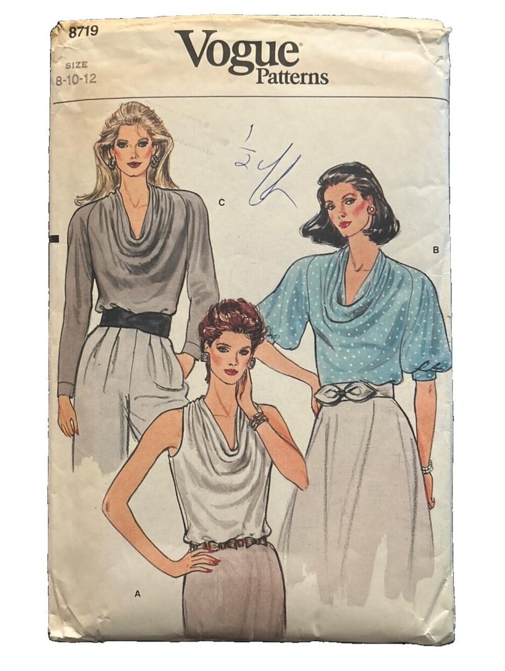 Vintage VOGUE Pattern 8719 Misses' Blouse Size 8-12 UNCUT FF
